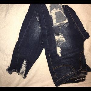 Blue denim ripped jeans